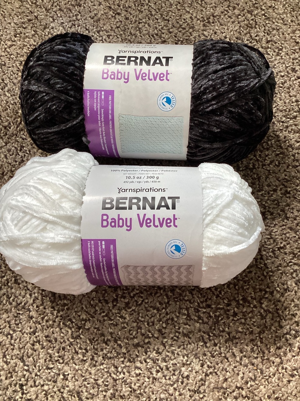 Bernat Baby Velvet Plush Yarn Bundle - Black & White